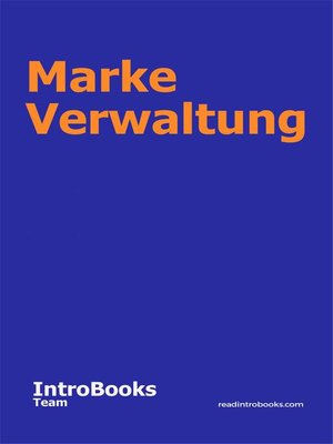 cover image of Marke Verwaltung